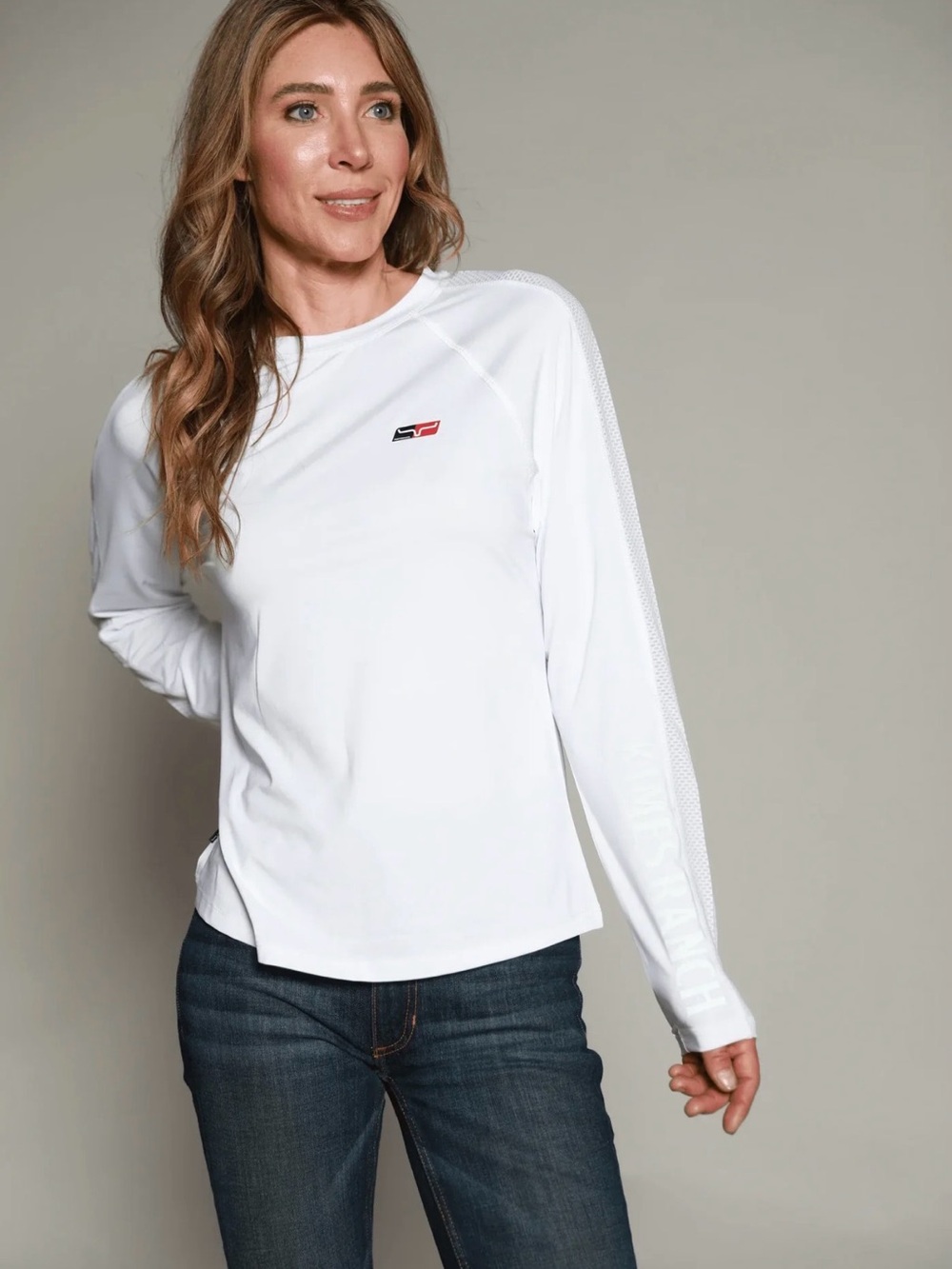 NWT Kimes Ranch Women's White K1Tech Tee Long-Sleeve Performance Tee XL